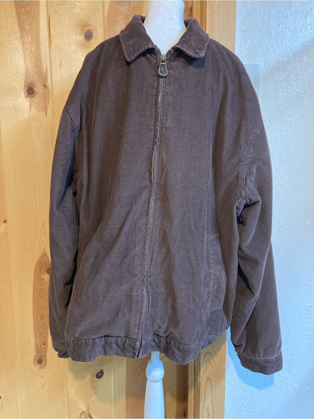 VTG Faded Glory Brown Corduroy Bomber Jacket XL 46/48 pockets lined
